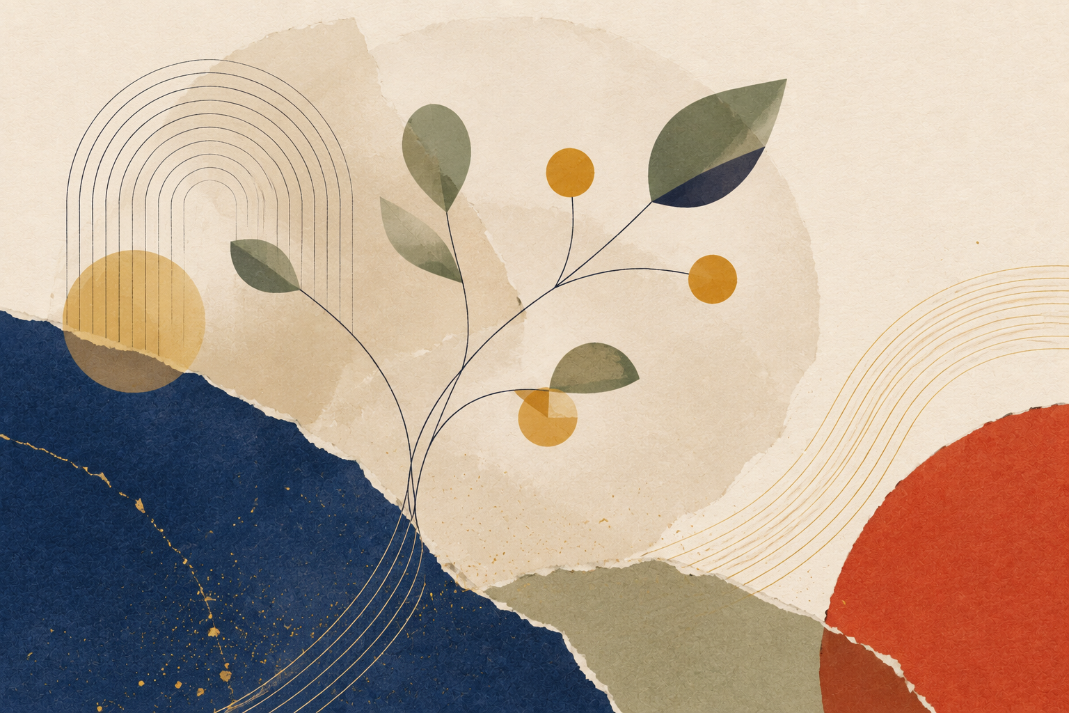 Abstract mixed-media collage for the Galician language revitalisation case study