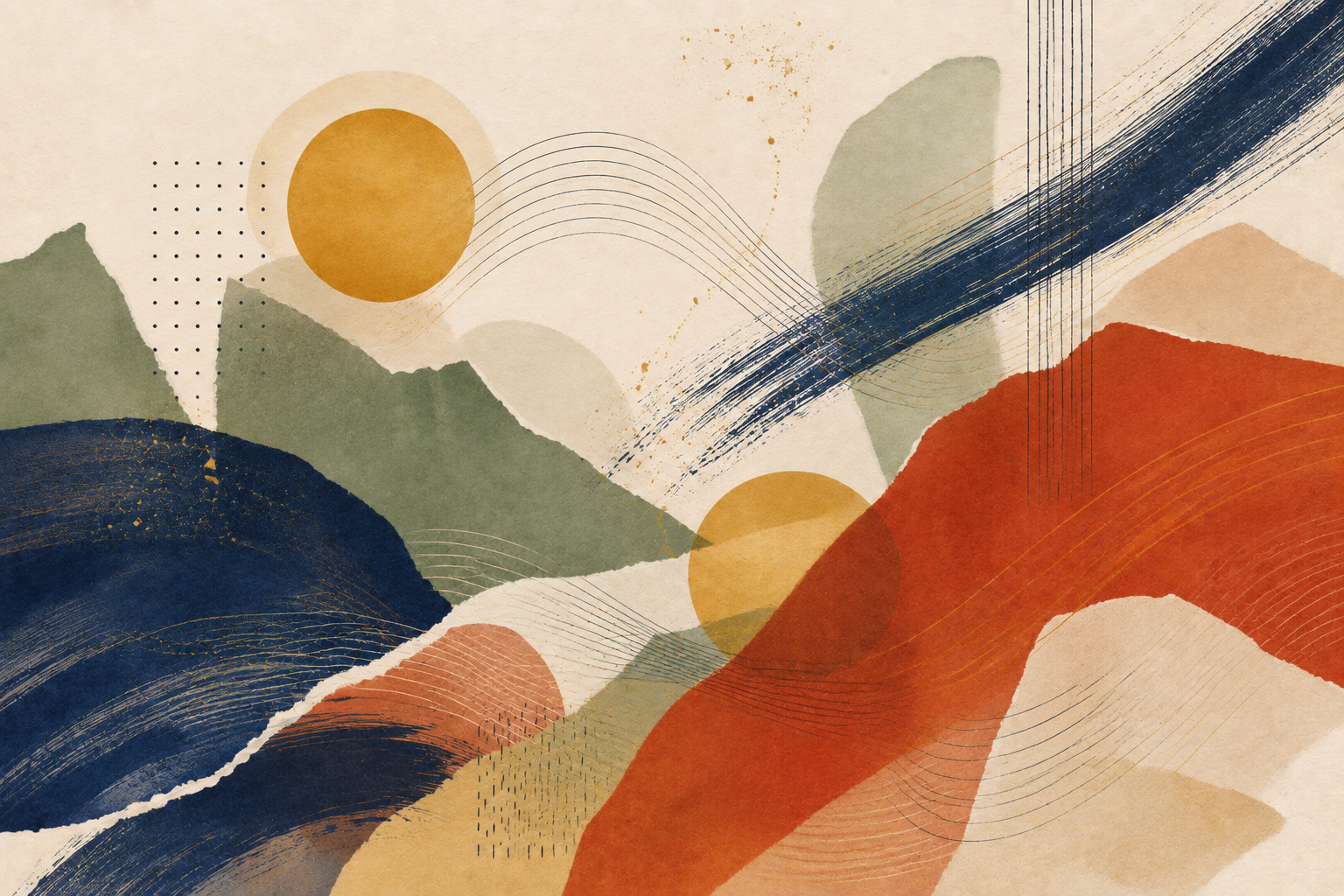 Abstract mixed-media collage representing creative practice and communication beyond language
