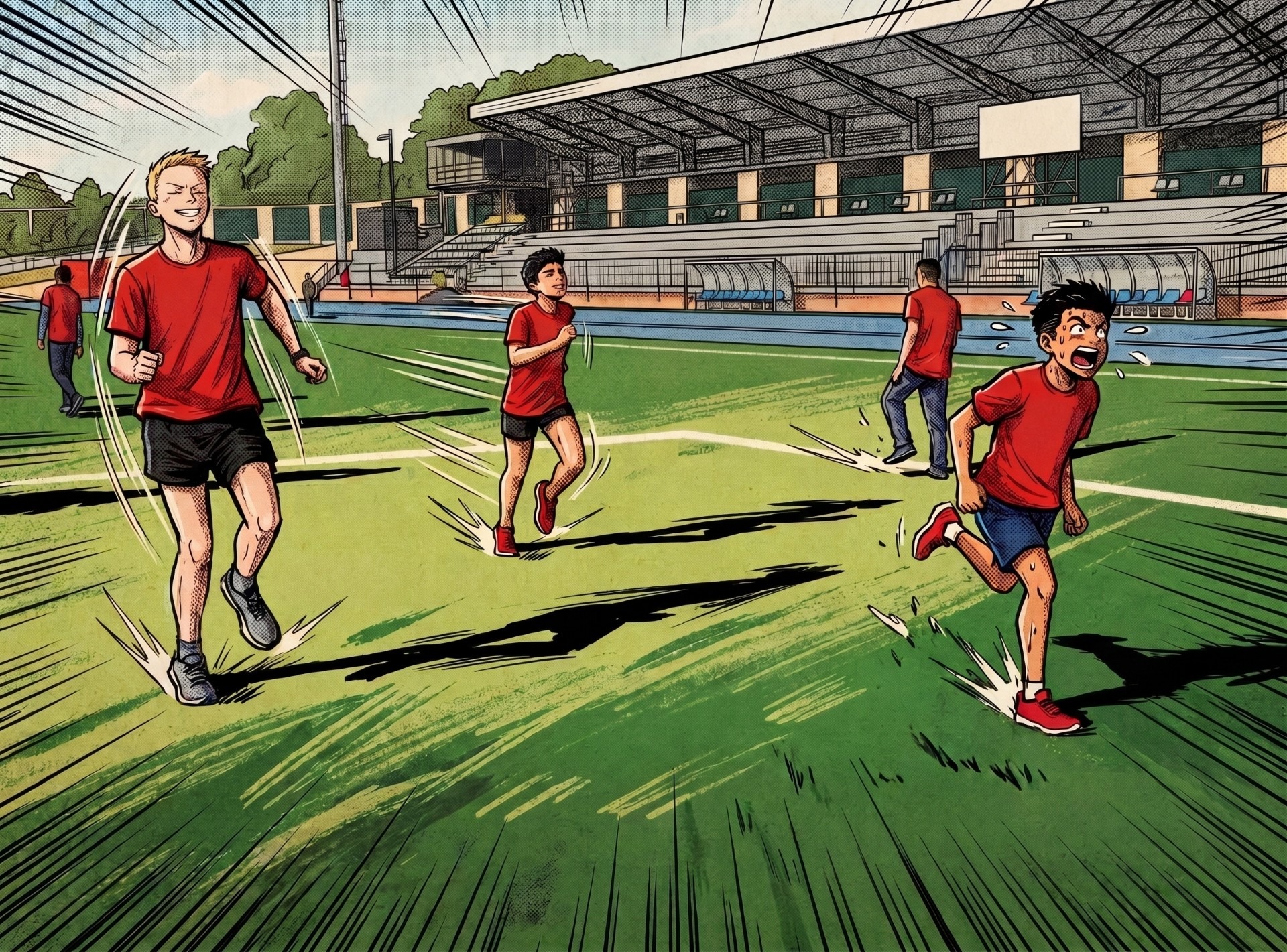 Il·lustració de participants corrent durant un entrenament d’atletisme